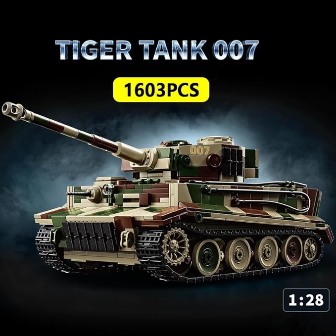 39061 German Tiger Tank No. 7 Building Block Set 1603 Pieces Military 1:28 Scale Tank Model Toys Ideal Gift for Room Decoration or Collection