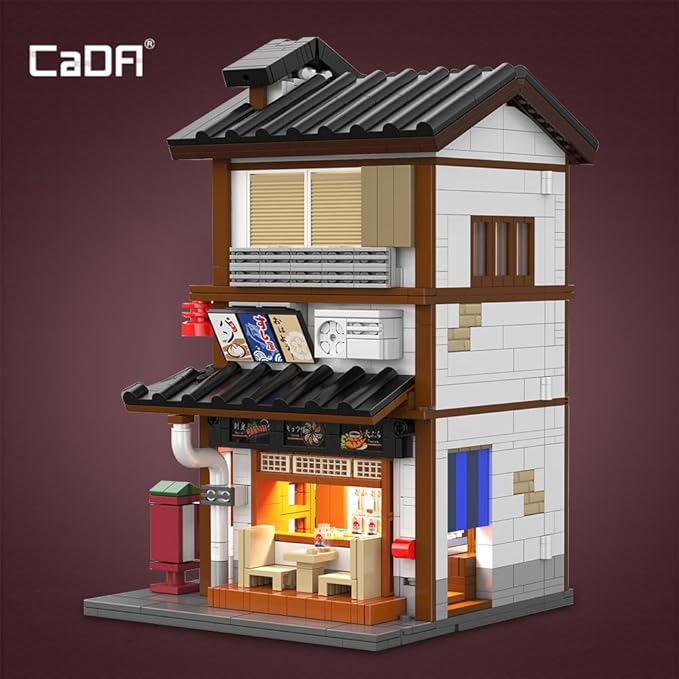 CaDA Master C66019W Japanese Style Yakitori Izakaya House Building SetCity Street Brick Kit with Lights 1195PCS Modular House Idea Collect Gift for Adults
