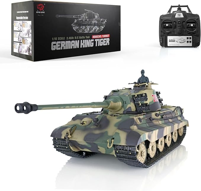Heng Long US in Stock 2.4G 1/16 Tk7.0 Plastic RTR RC Tank Toys - German King Tiger - Shooting BB
