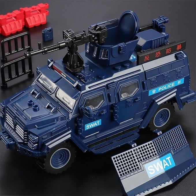 4 in 1 SWAT Armored Vehicle Building Block Building Toys for Age 8-12 Army Military Vehicle Brick Special Police Car Model Toys Gifts for Boys