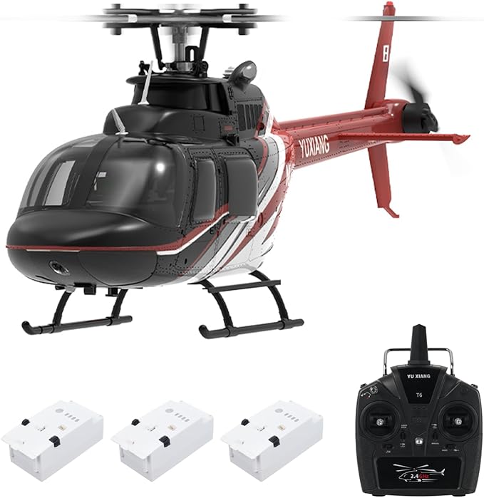 6 Channel Remote Control Helicopter with Brushless Motors Altitude Hold Gyro Optical Flow Positioning Function 2.4GHz Aileronless Mini Aircraft Toy for Beginners Teens Adults