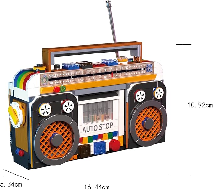 Typewriter Walkman Television Building Toys Collectible Vintage Display Model Office Room Decor 660 Pieces Model for Adults Girls Boys Kid Toys Gift (Vintage Radio)