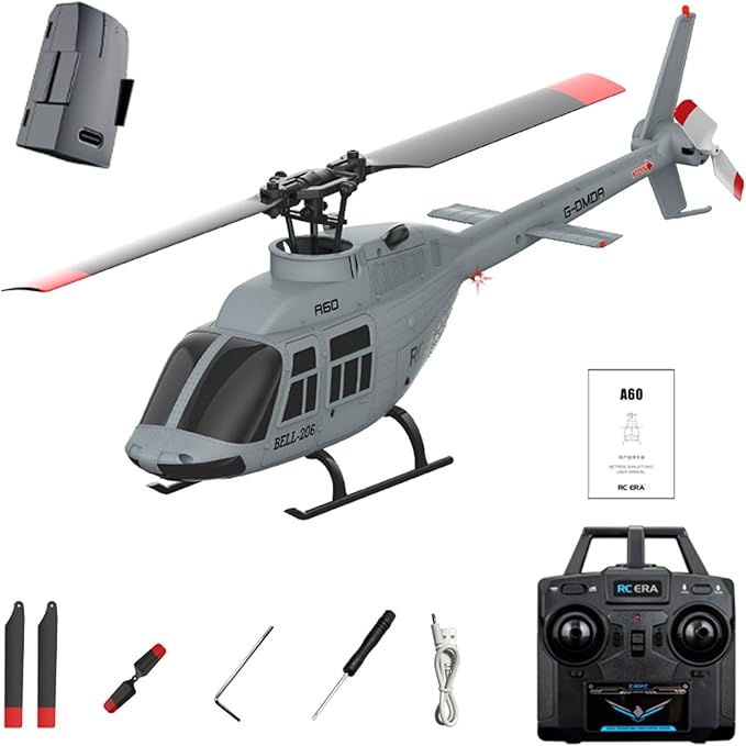 RC ERA A60 Helicopter - Remote Control Helicopters for Adult 1/42 Sacle 2.4G 4CH Gyro Stabilized Aircraft with Altitude Hold &amp Optical Flow3D Stunt Drone (Gray)