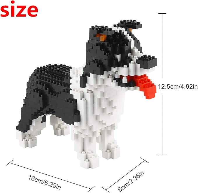 Larcele Micro Dog Building Blocks Set Pet Mini Building Toy Bricks Kit950 Pieces KLJM-02 (Border Collie)