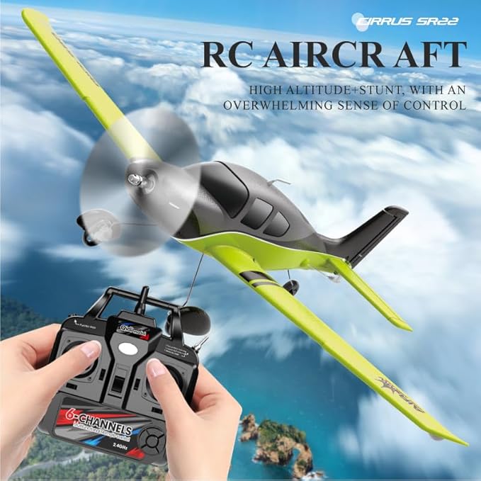 QIDI 580 5-Channel Off-Road Aircraft 3D RC Plane One-Key Hanging Stunt Fixed Wing with Wind Resistant Flight Control for Beginner and Experienced Ready to Fly(Green)