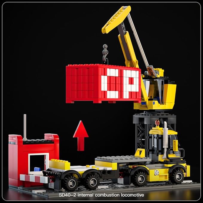 Mould King Remote Control Train Building Set 1170pcs Diesel Locomotive Train Toy with Loop Track Crane Containers Semi Trailer for Assembly Construction Model Kit for Teens and Adults (Age 14+)