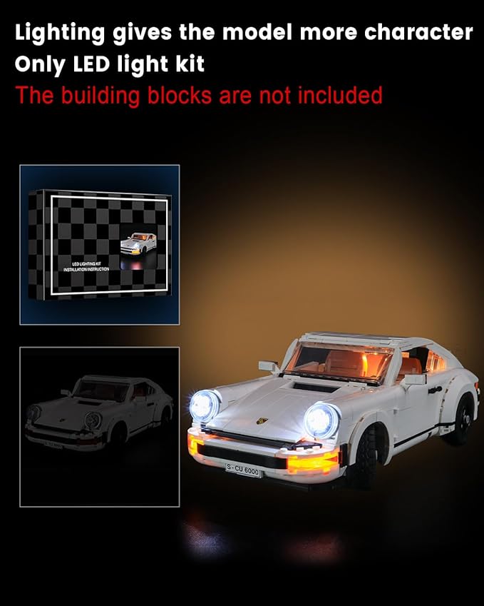 LED Light Kit for Lego 10295 Creator Expert Porsche 911 Set Compatible with Lego 10295 Building Blocks Model(Not Include Blocks Set)