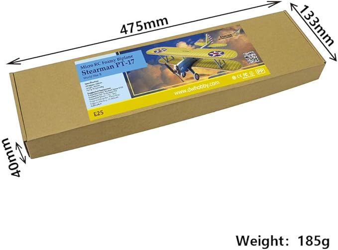 4CH Micro 450mm RC Foamy Indoor Outdoor Biplane Stearman PT-17 Kaydet (E2502)