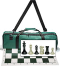 WE Games Tournament Chess Set with Deluxe Green Canvas Bag Triple Weighted Chess Pieces with 4.0 inch King Vinyl Roll-Up Chess Board 20 inches Travel Chess Set for Adults