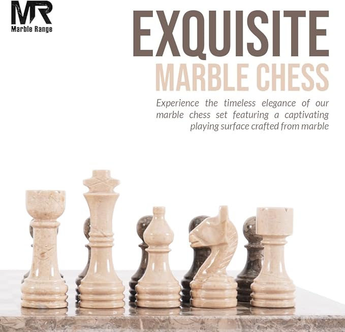 Marble Chess Set for Adults 15 Handmade Oceanic &amp Verona Board Game with 32 Chess Pieces 2 Extra Queens &amp Storage Box Luxury Travel Game – Elegant Home Décor