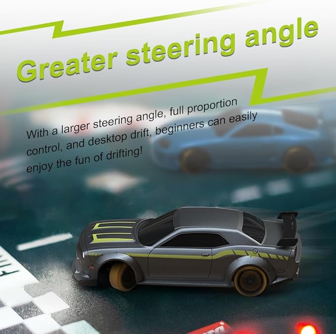 Turbo Racing 1:76 Scale Drift RC Car with Gyro Mini Full Proportional RTR 2.4GHZ Remote Control with 2 Replaceable Body Shell (C65-GREY)