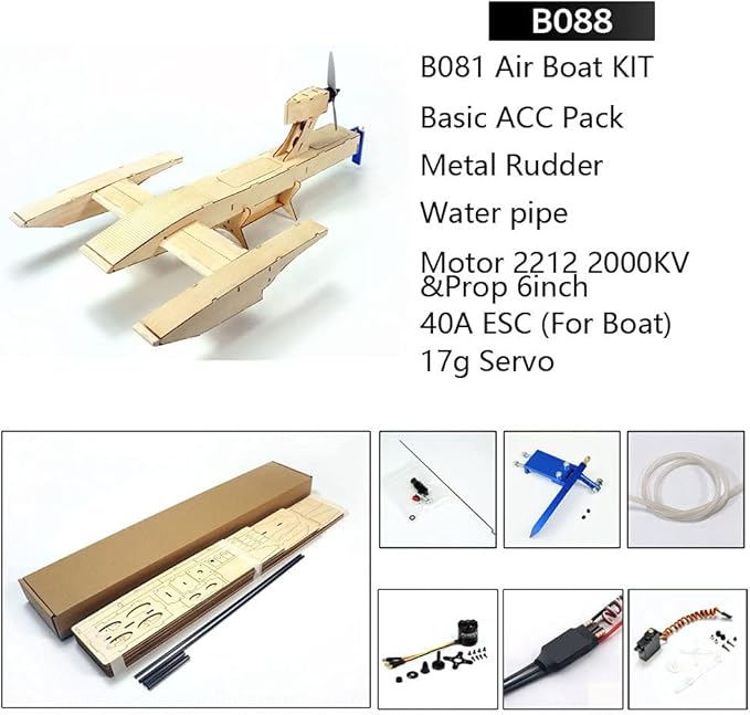 VilogaRC RC Plywood Outrigger 600mm Wooden Air Boat Model Kit to Build DIY High Speed RC Racing Boat for Adults (B088)