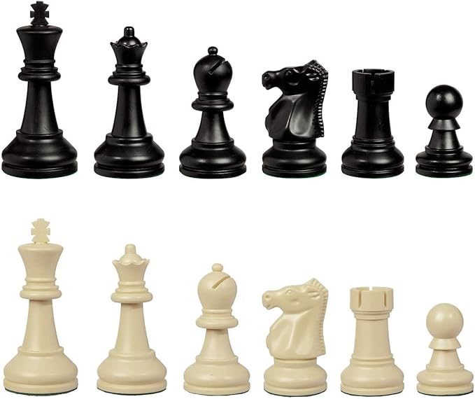 WE Games Bobby Fischer Ultimate Chess Pieces Set Staunton Plastic Tournament Chess Set - Extra Queens Triple Weighted