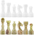 Radicaln Marble Chess Figures 3.5'' Inches White and Green Handmade Marble Chess Pieces for Board Game Figures &amp Board Travel Set for Adults