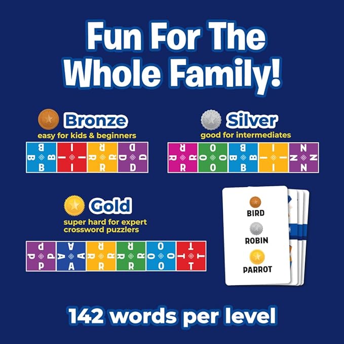 Crossico by Uzzle Games - Family Games for Children &amp Adults Crossword Puzzle Word Games - A Thrilling Classic Game with a Twist 2-4 Players for Ages 8+