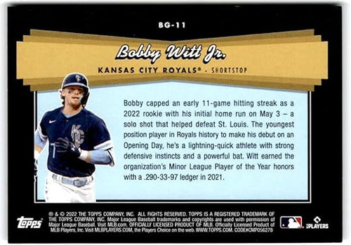 2022 Topps Update Black Gold #BG-11 Bobby Witt Jr. Kansas City Royals Rookie Baseball Card - GotBaseballCards