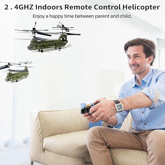 2.4G 3CH RC Helicopter S026H Military Transport RC Helicopter with Altitude Hold One Key Take Off/Landing LED Light Low Battery Reminder Gyro for Teens Beginners and Adults