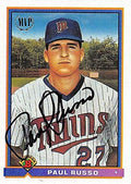 Sports Memorabilia Autograph Warehouse 246513 Paul Russo Autographed Baseball Card - Minnesota Twins 1991 Bowman - No. 695