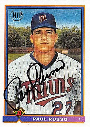 Sports Memorabilia Autograph Warehouse 246513 Paul Russo Autographed Baseball Card - Minnesota Twins 1991 Bowman - No. 695