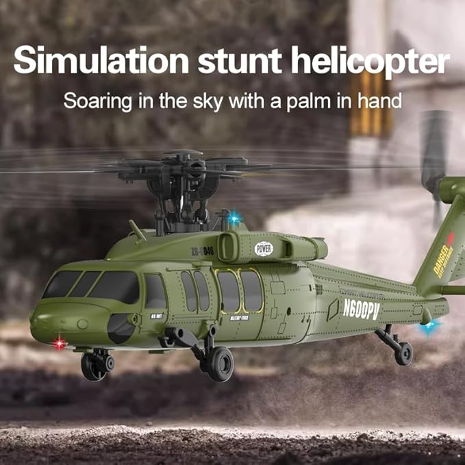 Black-Hawk K200 Brushless RC Helicopter 2.4G 6CH 6-Axis Gyro Military Aircraft with Optical Flow Positioning Altitude Hold &amp Inverted Flight for Adults -3 Battery/RTF