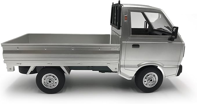 WPL D12 RC Kei Truck 1:10 Scale Remote Control Drift Car 2.4GHz All Terrain Off Road Pickup Truck Crawler with Brushed Motor LED Headlights 2 Batteries RTR for Adults (Silver)