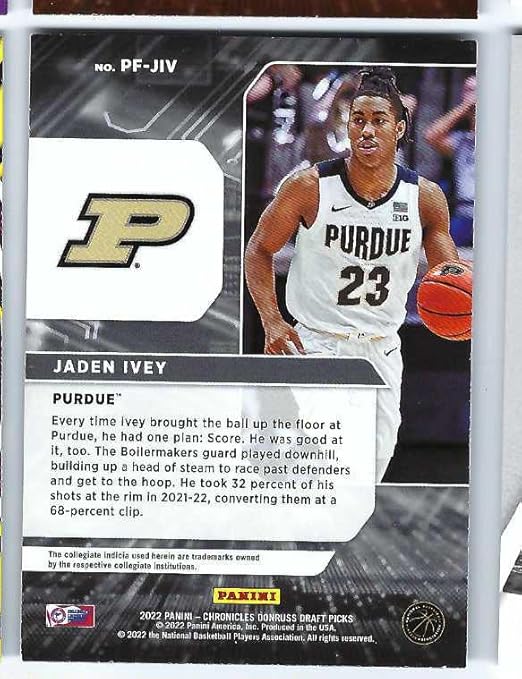 JADEN IVEY 2022-23 Panini Chronicles Draft Picks Donruss Power Formulas #PF-JIV Rookie Card RC Purdue Boilermakers Detroit Pistons Basketball