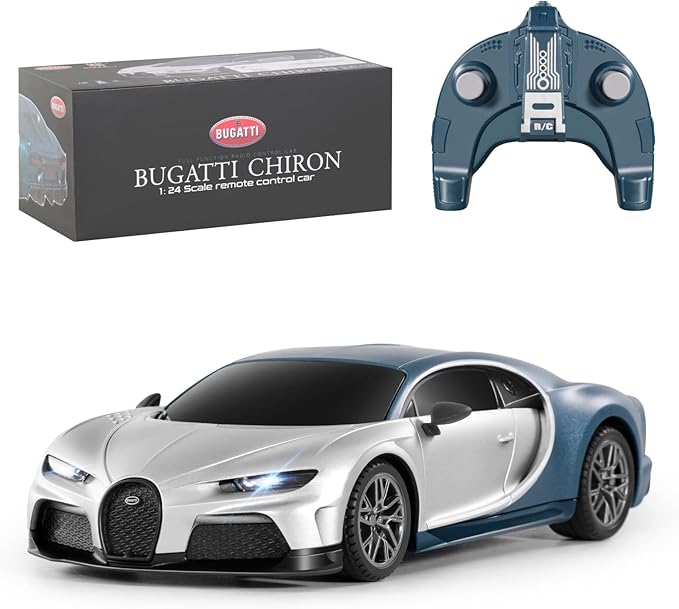 MIEBELY Remote Control Car - 1/24 Scale Fast Rc Race Car Bugatti Chiron 3.7V 500 mAh Toys with Headlight Racing Hobby Model Birthday Ideal Gifts for Adults Kids Boys Age 6 7 8 9 10 Year Old