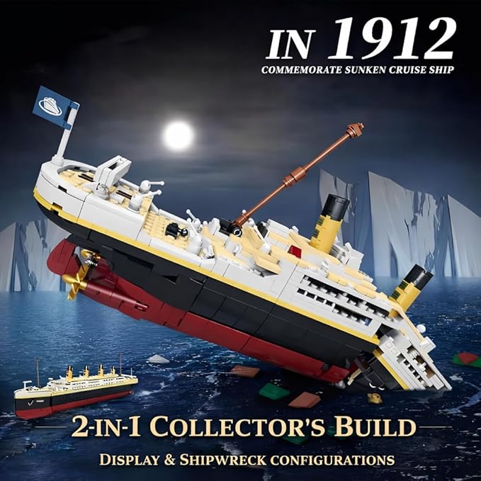 Liberty Imports Titanic Model Kit - 2022 Pieces Large Cruise Ship Building Blocks Set STEM Educational Toy Gifts for Kids and Adults Collectible Display
