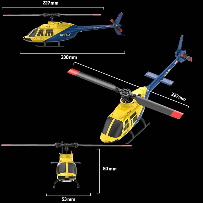 RC ERA A60 Helicopter - Remote Control Helicopters for Adult 1/42 Sacle 2.4G 4CH Gyro Stabilized Aircraft with Altitude Hold &amp Optical Flow3D Stunt Drone (Yellow)