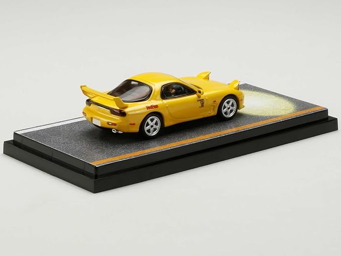 RX-7 (FD3S) RHD (Right Hand Drive) Yellow RedSuns with Keisuke Takahashi Driver Figure (Version 2) Initial D (1995-2013) Manga 1/64 Diecast Model Car by Hobby Japan HJ645007DA