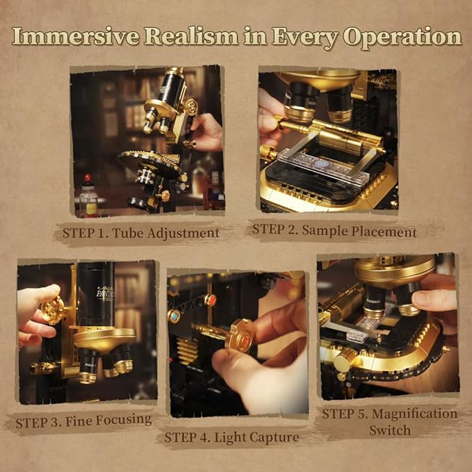 PANTASY Vintage Telephone &amp Antique Microscope Building Set Retro Rotary Phone &amp Scientific Laboratory Model Kits for Adults Classic Mechanical Display &amp Home Decor