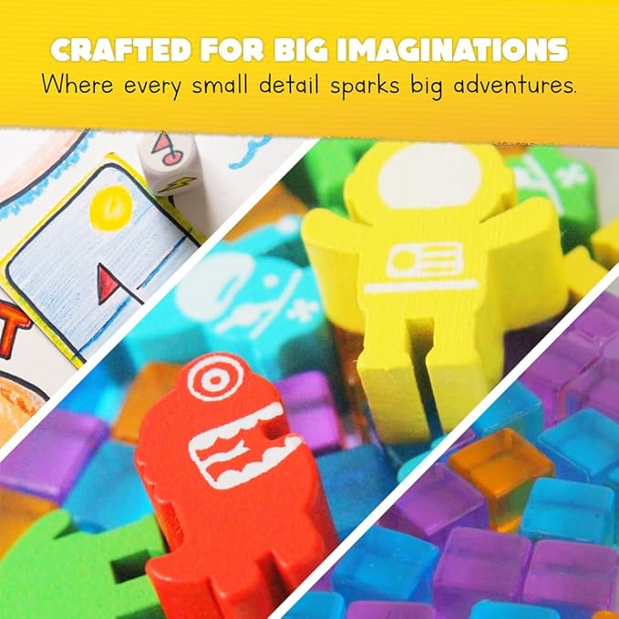 Blank Board Game Kit for Kids &amp Families – Make Your Own Game with 180+ Pieces: Double-Sided Blank Game Board Blank Cards Dice Wooden Tokens Spinner | DIY Board Game Kit for Learning &amp Pla