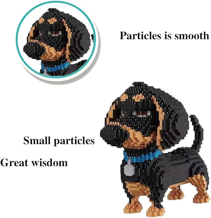 Mini Dog Building Blocks Pet Building Toy Bricks Micro Mini Blocks 3D Puzzle Building Blocks Set Toys Gifts for Kids or Adult (Black Dog 2100PCS)