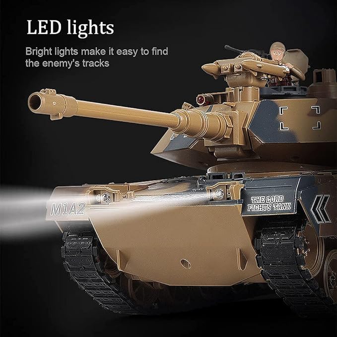 fisca 1/18 Remote Control M1A2 RC Tank with 2.4Ghz 15 Channel Smoking - Abrams Main Battle Tank that Military Toy for Kids and Adults