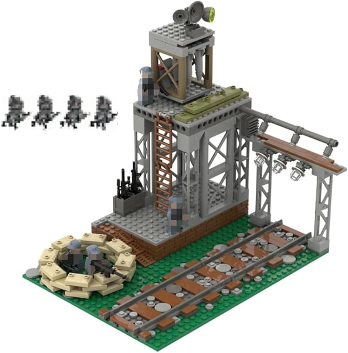 WW2 Military Base Building Set - 398 Pcs Army Fortresses Trenches Realistic WW2 Scene RecreationWitch 4 Soldier Figures