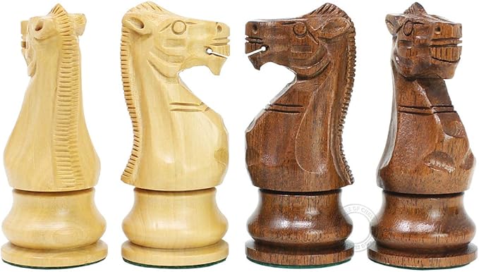 House of Chess - Tournament Chess Set Pieces - Unique Staunton Golden Acacia Wood/Boxwood - King Height: 3.75 (95 mm) - 2 Extra Queens - Weighted
