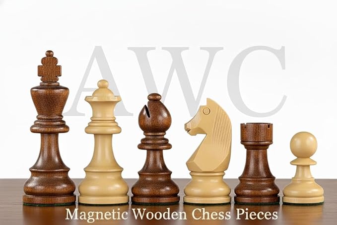 Personalized Wooden Chess Set | Magnetic Folding Travel Board with Storage Box &amp 2 Extra Queens (7 inch x 7 inch)