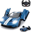 RASTAR RC Car | 1/14 Ford GT Remote Control RC Race Toy Car for Kids Open Doors by Manual Blue (2.4GHz)