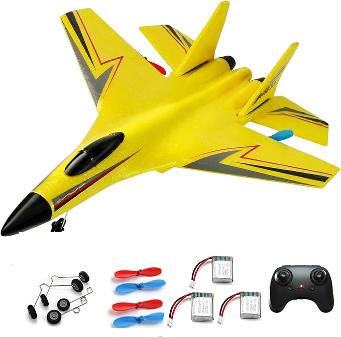 RC Planes for Ages 14 Years and upRemote Control Airplanes Toys for Teen2CH Outdoor Foam RC Glider Fighter Jet for Teen and Adults Hobby Yellow