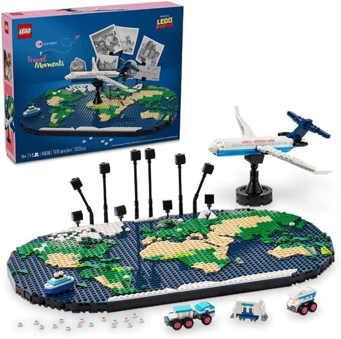 Lego Family Holiday Memories Adult and Teenage Building Kit World Map for Crafts Photo Holder Home Accessory Cute Family Activity Gift for Travelers Him and Her 41838