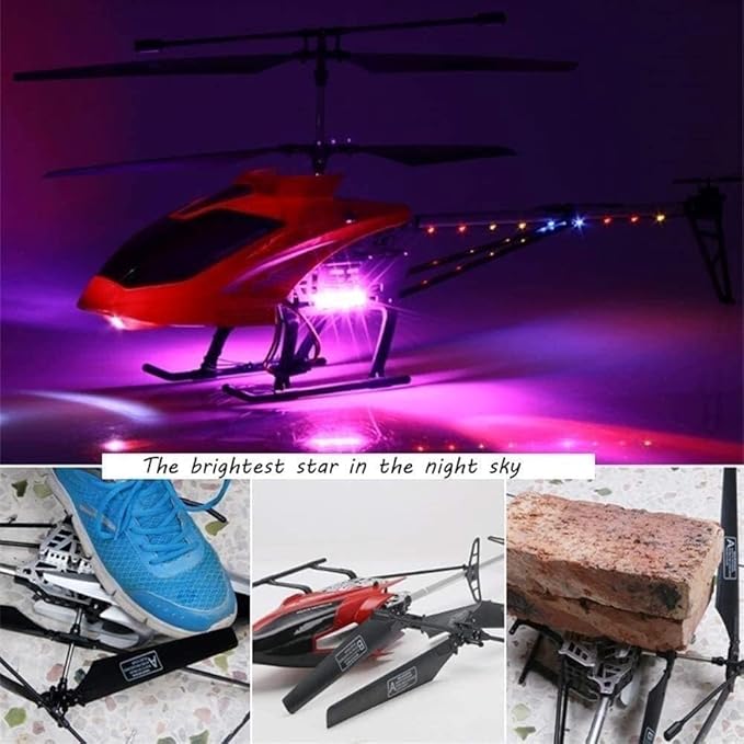 Red Large Fall Resistant RC Helicopter 3.5 Channels Remote Control Helicopter Toys Gift with LED Light Night with 2 Batteries