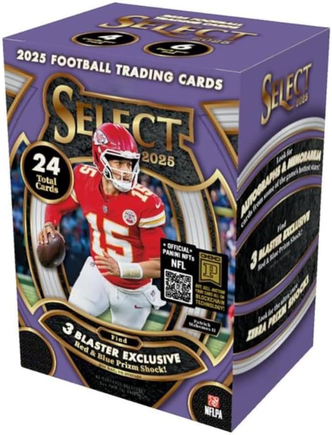 2025 Select Football Blaster Box with 24 Trading Cards + 6 Toploaders and StreetCards Magnet!