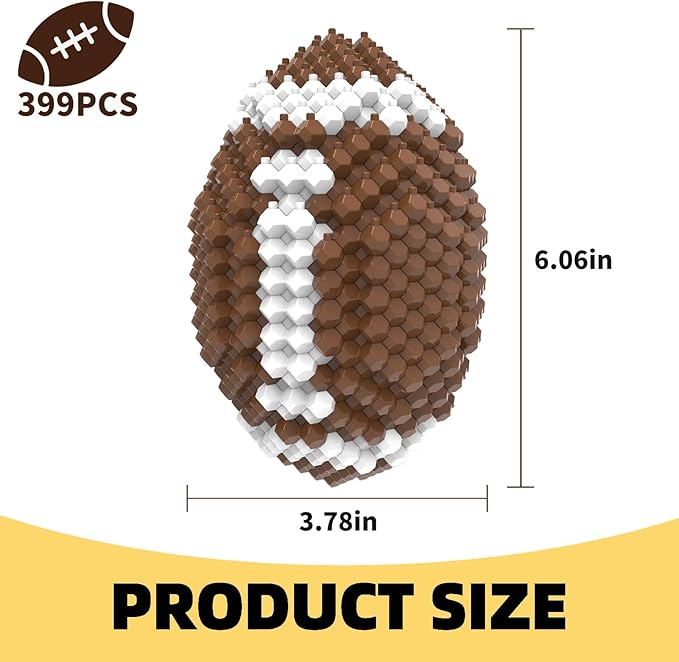 Football Block Set Adults challenging STEM Block Decoration Miniature 3D Educational Toys for 14 15 16 Years and Above (399 Pieces)