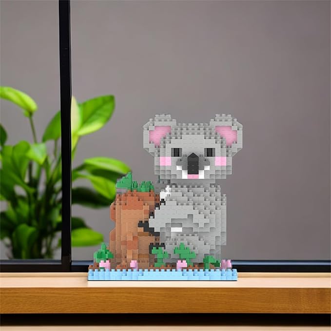 Larcele Animal Series Micro Building Blocks Animal Set DIY Mini 3D Building Toy Bricks1000 Pieces KLJM-07 (Koala)