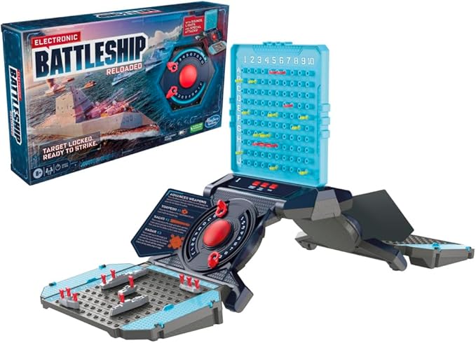 Hasbro Gaming Electronic Battleship Reloaded Board Game Naval Combat Strategy Game with Sounds Lights Special Attacks Ages 8 and Up 1-2 Players