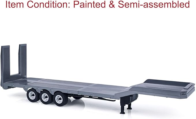 73.5Cm Plastic Semi Trailer Flatbed 1502 for 1/18 Remote Control Tractor Truck Huina 1501 Electronic Support Legs Tail Board fit with TH25071 770S Tractor for Ages 14+(Gray)