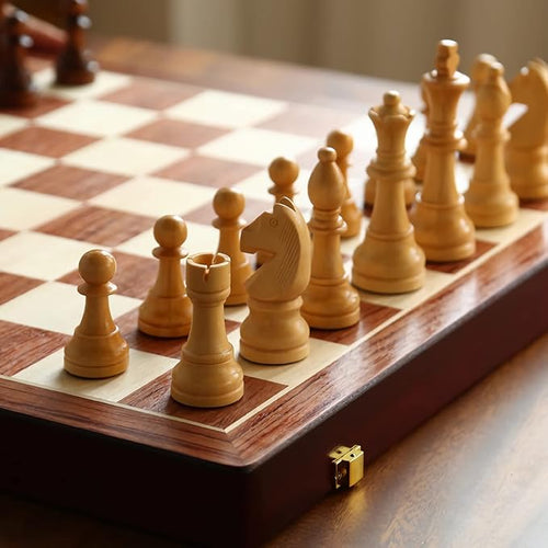 20 Extra Large Solid Walnut Wooden Chess Set with 2 Extra Queen Pieces - King Height 4.25''