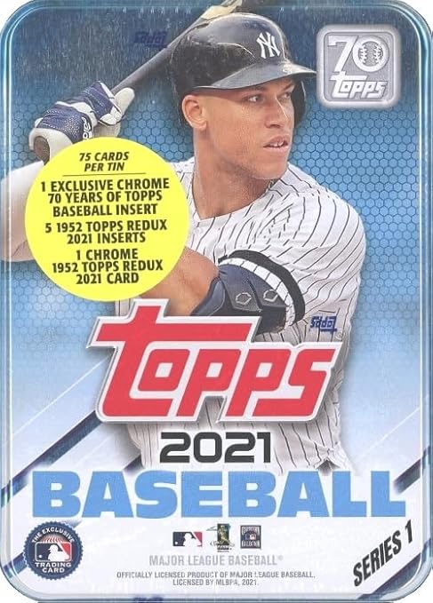 2021 Topps Series 1 Baseball Complete 6 Box TIN SET with 450 Cards! Includes Factory Sealed Collectors Tins of Mike Trout Aaron Judge Ronald Acuna Bryce HarperJavier Baez &amp Cody Bellinger!
