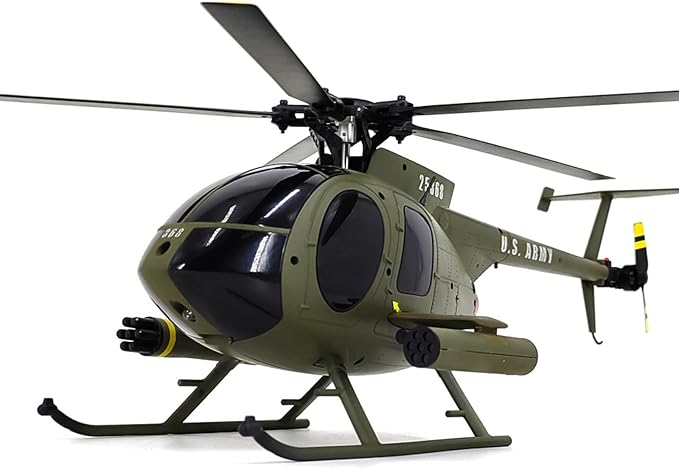 335MM MD500 C189 Remote Control Helicopter Add Optical Flow Positioning RC Aircraft 2Batteries RC Heli Single Rotor No Ailerons Maintain Altitude Hover Green RTF