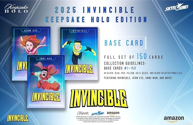 2025 Invincible Season 1 Keepsake Holo Breaker Box Breakers Edition 2 Packs Per Box Holo Mirror Cards Relics Case-Based Inserts 600-Card Checklist